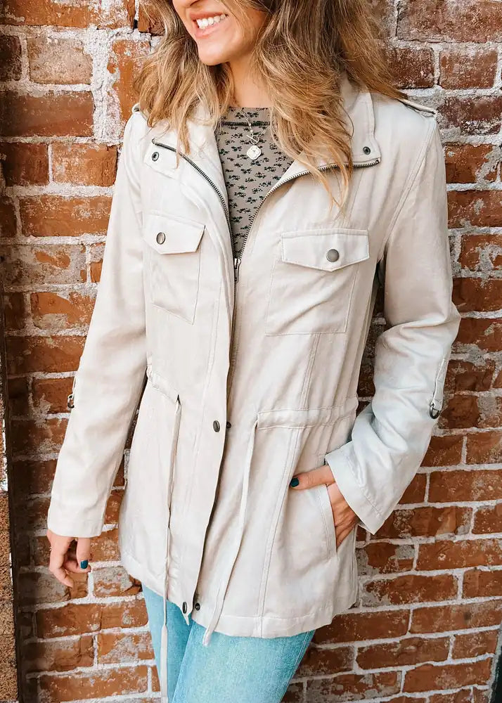 Be Cool - CINCHED WAIST SAFARI CARGO UTILITY JACKET