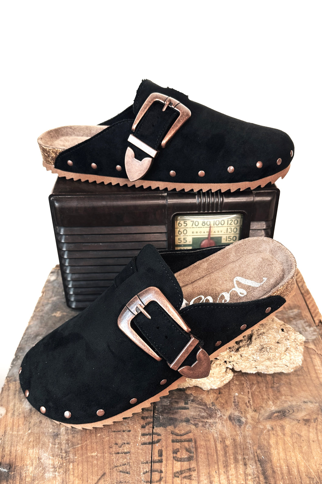 Very G BOSTON Mule Slip On w/Buckle Black