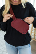 Load image into Gallery viewer, girl wearing black sweater and burgundy bum bag crossbody