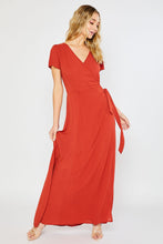 Load image into Gallery viewer, Flowy Maxi Wrap Dress Red