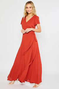 Flowy Maxi Wrap Dress Red