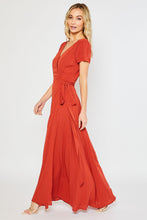 Load image into Gallery viewer, Flowy Maxi Wrap Dress Red