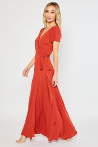 Flowy Maxi Wrap Dress Red