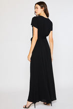 Load image into Gallery viewer, Flowy Maxi Wrap Dress Black