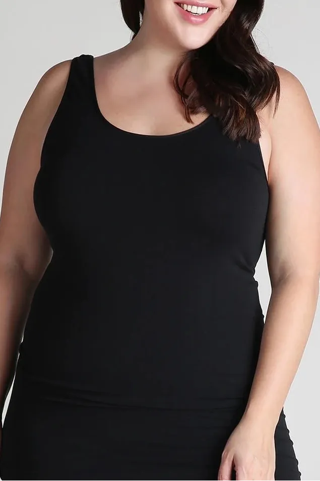 NIKIBIKI Plus Size Plain Jersey Tank Top BLACK