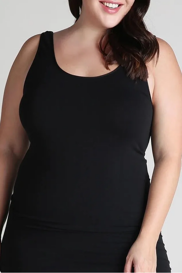 NIKIBIKI Plus Size Plain Jersey Tank Top BLACK