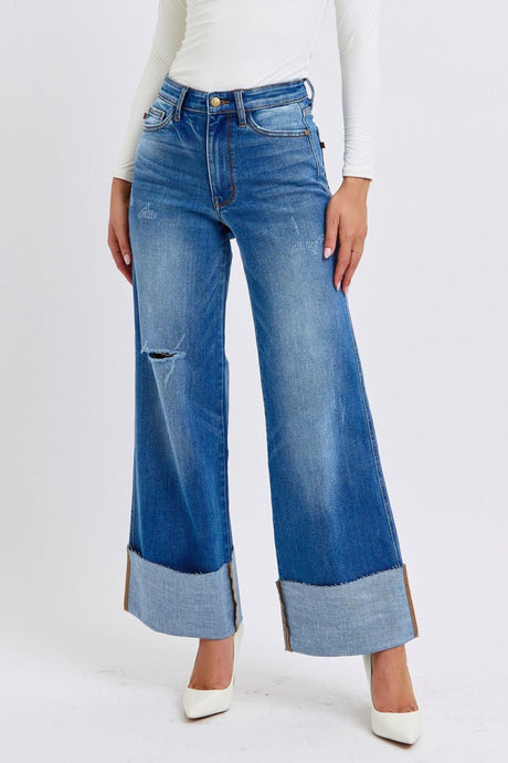 JUDY BLUE Retro Wide Leg Cuff Jean