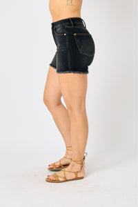 JUDY BLUE Tummy Control Fray Hem Shorts