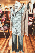 Load image into Gallery viewer, Checkered Denim + Sweater Jacket