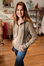 Load image into Gallery viewer, MICHELLE MAE Classic HalfZip Hoodie Olive