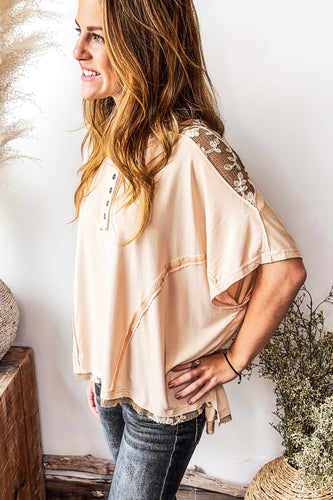Sunday Stroll Lace Shoulder Top
