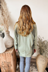 Sagewood Bloom Embroidered Mineral Wash Top
