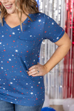 Load image into Gallery viewer, MICHELLE MAE Sophie Pocket Tee - Blue Liberty Stars