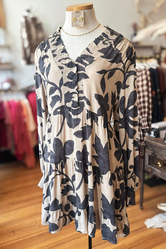 Ink Blossom Tiered Dress
