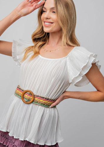 Amora Pleated Ruffle Top