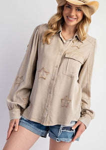 Star Patch Button Down Top