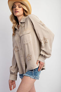 Star Patch Button Down Top