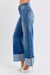 JUDY BLUE Retro Wide Leg Cuff Jean