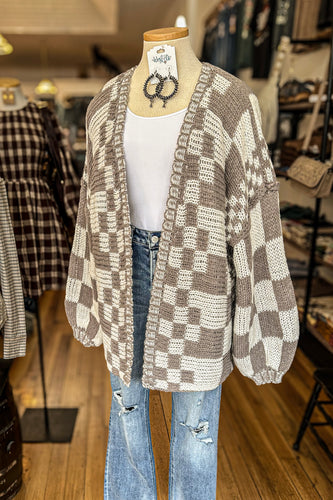 Checkered Knit Cardigan