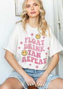 Float Drink Tan Repeat Oversized Graphic Tee