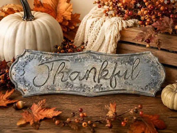 Thankful Distressed Metal Sign