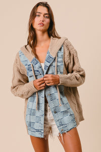 PRE-ORDER Checkered Denim + Sweater Jacket