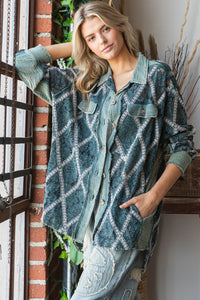 Oli & Hali Washed Lace Button Front Shirt