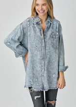 Load image into Gallery viewer, Distressed Denim Shirt