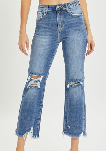 RISEN Distressed Straight Crop Jean