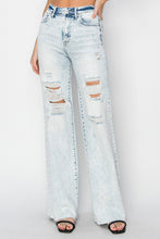 Load image into Gallery viewer, RISEN Distressed Acid Wash Wide Jeans