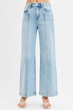 Load image into Gallery viewer, Light blue wide-leg jeans on a white background