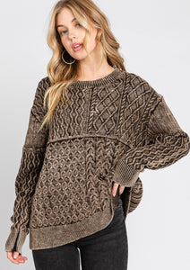 Mineral Wash Cable Sweater