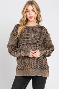 Mineral Wash Cable Sweater