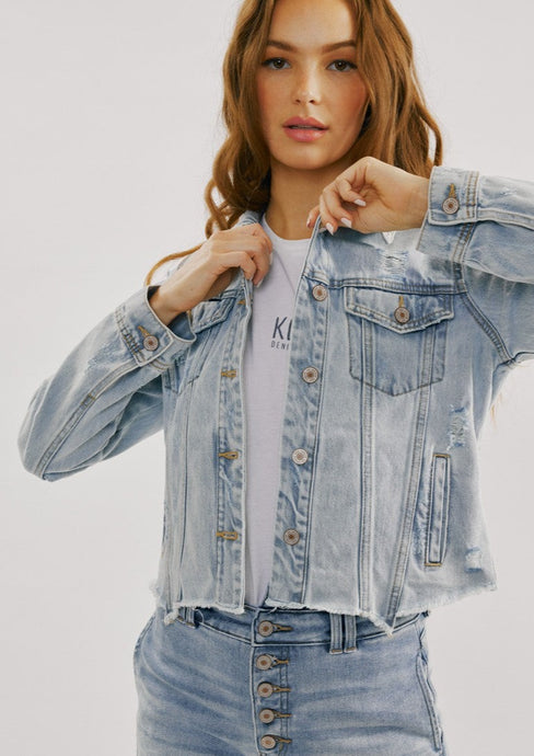 KanCan Distressed Trucker Jacket
