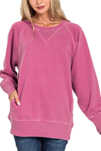 Load image into Gallery viewer, Woman wearing a pink sweatshirt on a white background