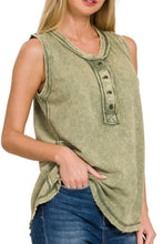 Load image into Gallery viewer, The Laramie Washed Henley Tank