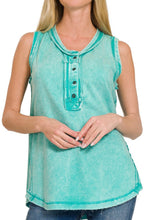 Load image into Gallery viewer, The Laramie Washed Henley Tank