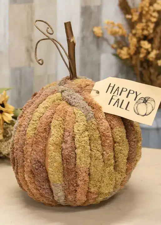Harvest Chenille Happy Fall Pumpkin - 7.5"