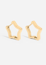 Load image into Gallery viewer, 18K Gold PVD Stainless Steel Star Huggie Earrings / Gold