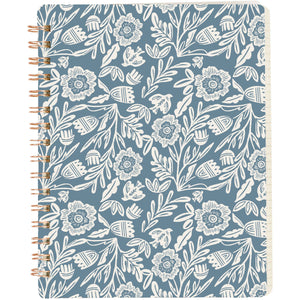 Primitives by Kathy - Blue Folk Florals Spiral Notebook