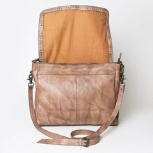 Load image into Gallery viewer, Brown leather handbag with a strap on a white background