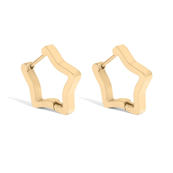 18K Gold PVD Stainless Steel Star Huggie Earrings / Gold
