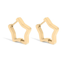 Load image into Gallery viewer, 18K Gold PVD Stainless Steel Star Huggie Earrings / Gold