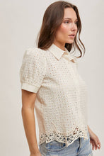 Load image into Gallery viewer, Eloise Eyelet Lace Bubble Sleeve Blouse