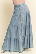 Load image into Gallery viewer, Prairie Skies Denim Maxi Skirt