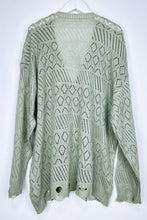 Load image into Gallery viewer, Green knitted cardigan on a white background