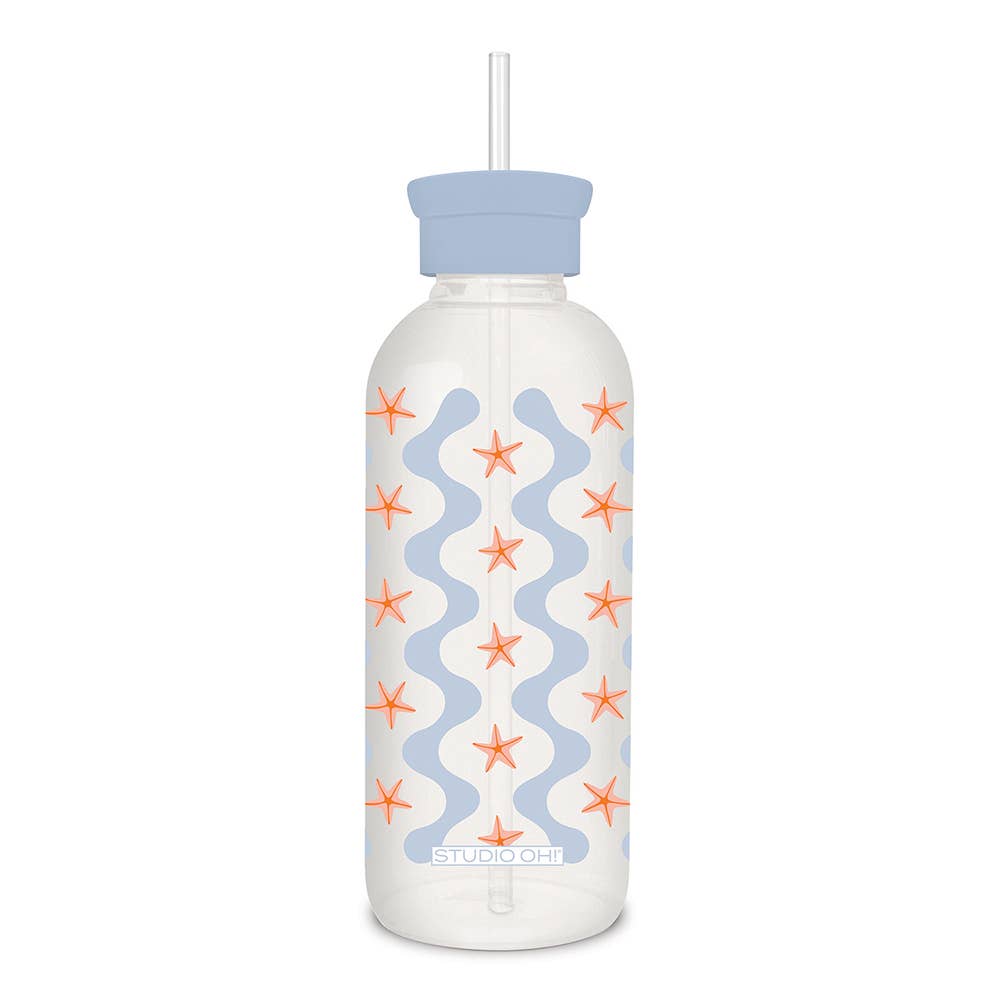 Studio Oh! - Riding the Waves Glass Water Bottle with Straw