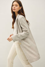 Load image into Gallery viewer, LIGHT CHEVRON PATTERN DOUBLE BUTTON COAT: Earth Grey