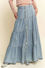 Load image into Gallery viewer, Prairie Skies Denim Maxi Skirt