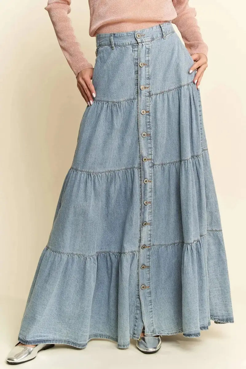 Prairie Skies Denim Maxi Skirt